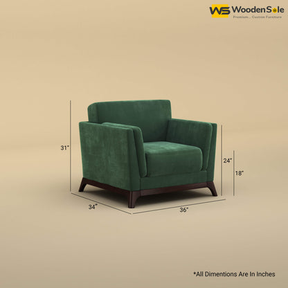 Bruno 1 Seater Sofa (Velvet, Forest Green)