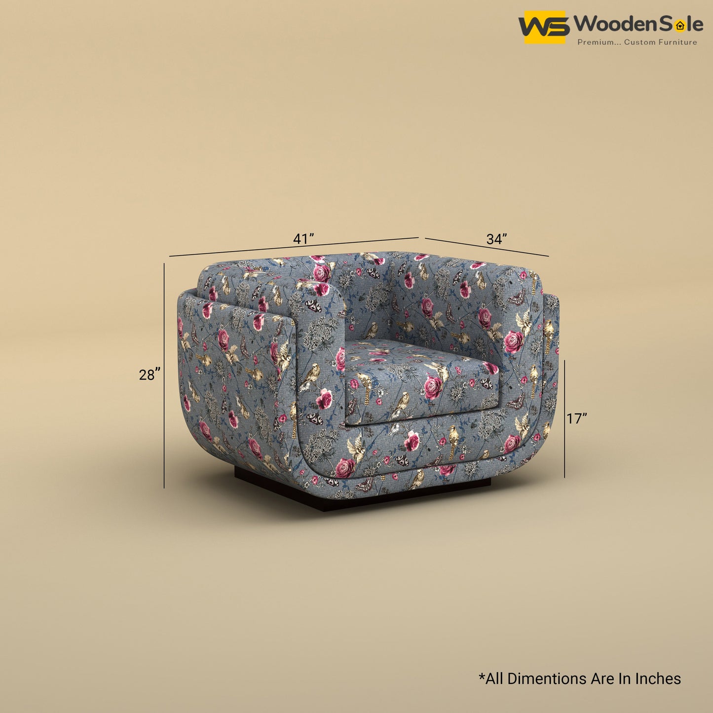 Vedant 1 Seater Fabric Sofa (Cotton, Floral Printed)