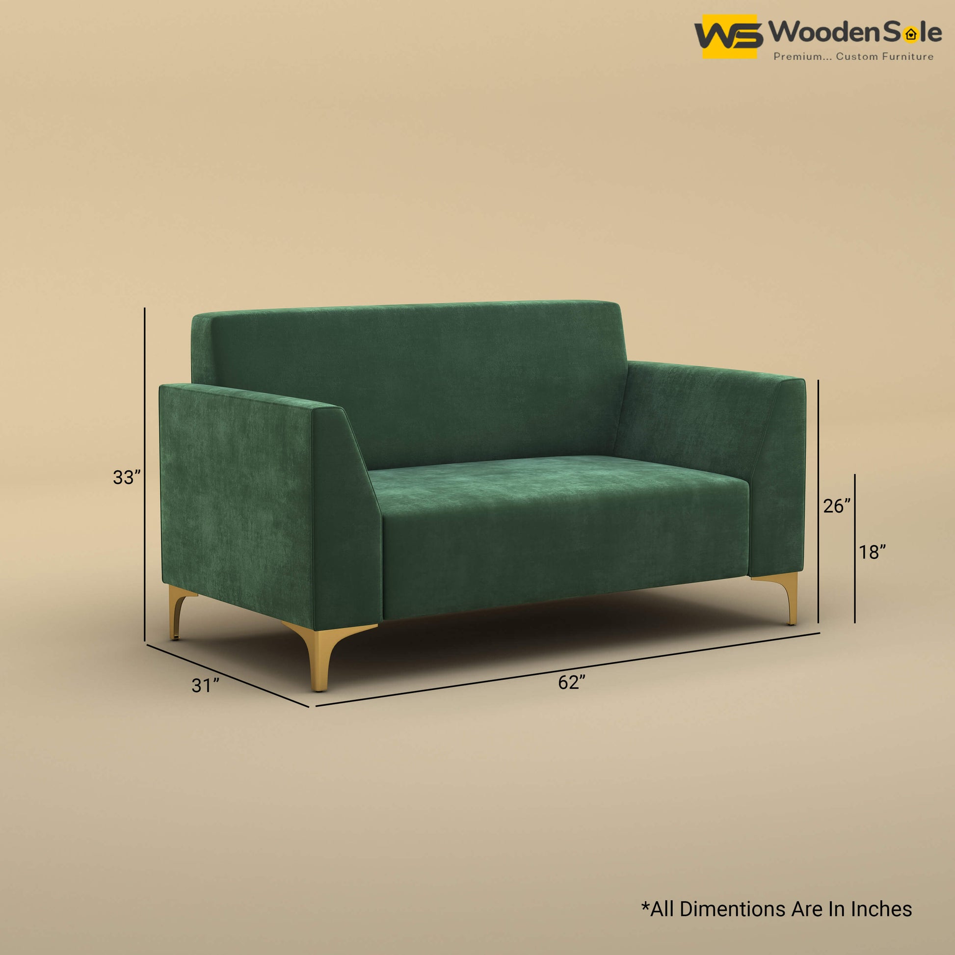 Nayobi 2 Seater Sofa (Velvet, Forest Green)