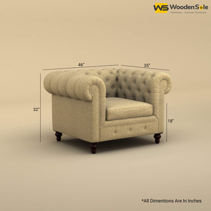 Maharaja Fabric 1 Seater Sofa (Cotton, Faux Cream)