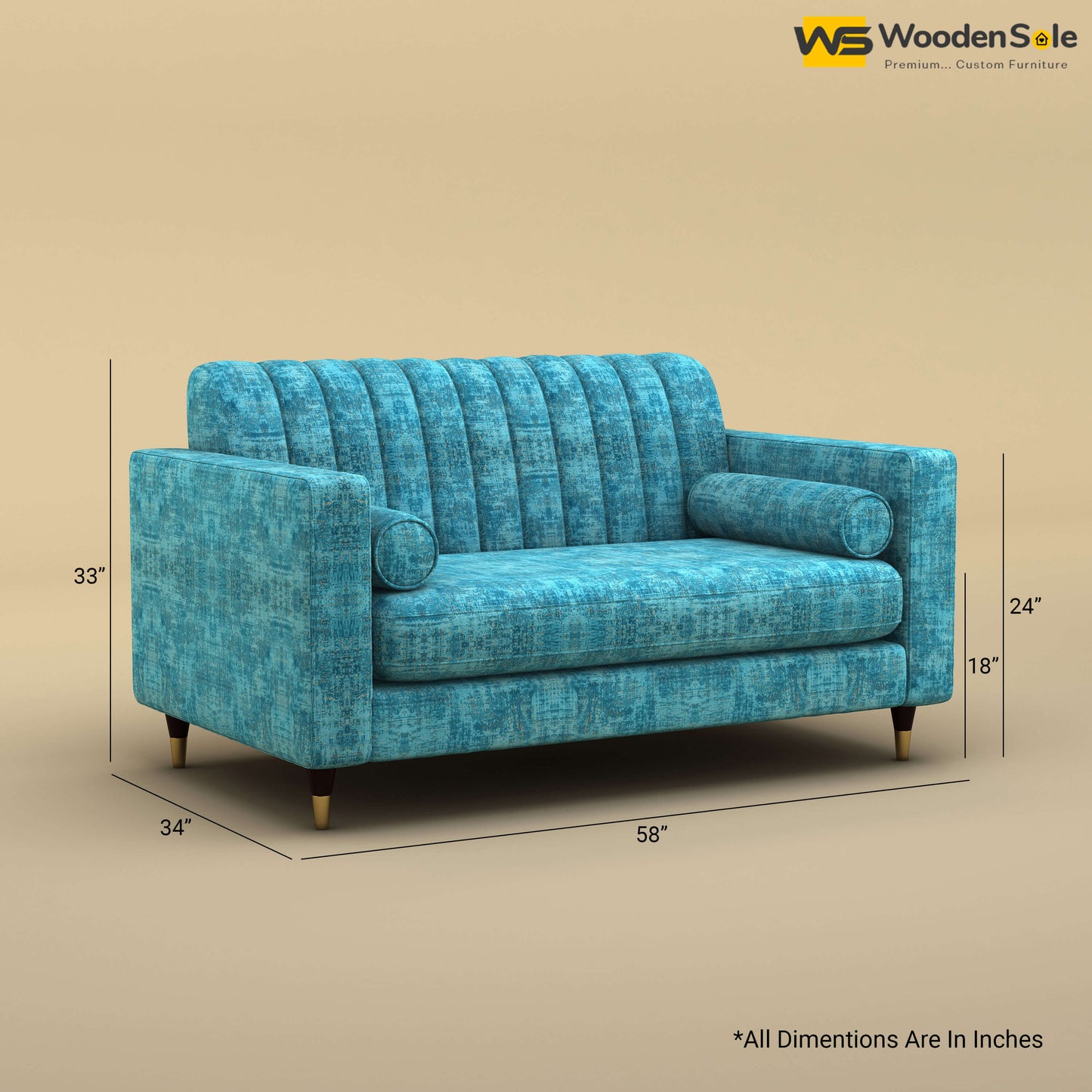 Sashwat Loveseat (Cotton, Teal Blue)