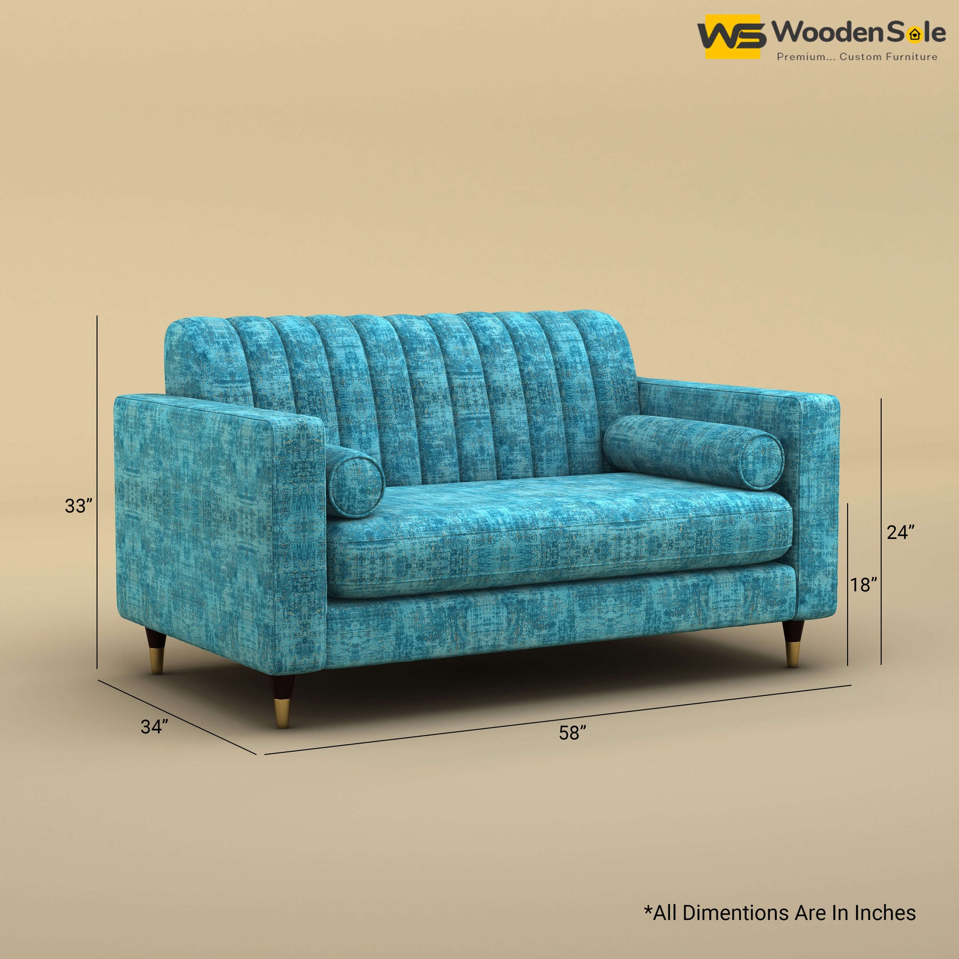 Sashwat Loveseat (Cotton, Teal Blue)