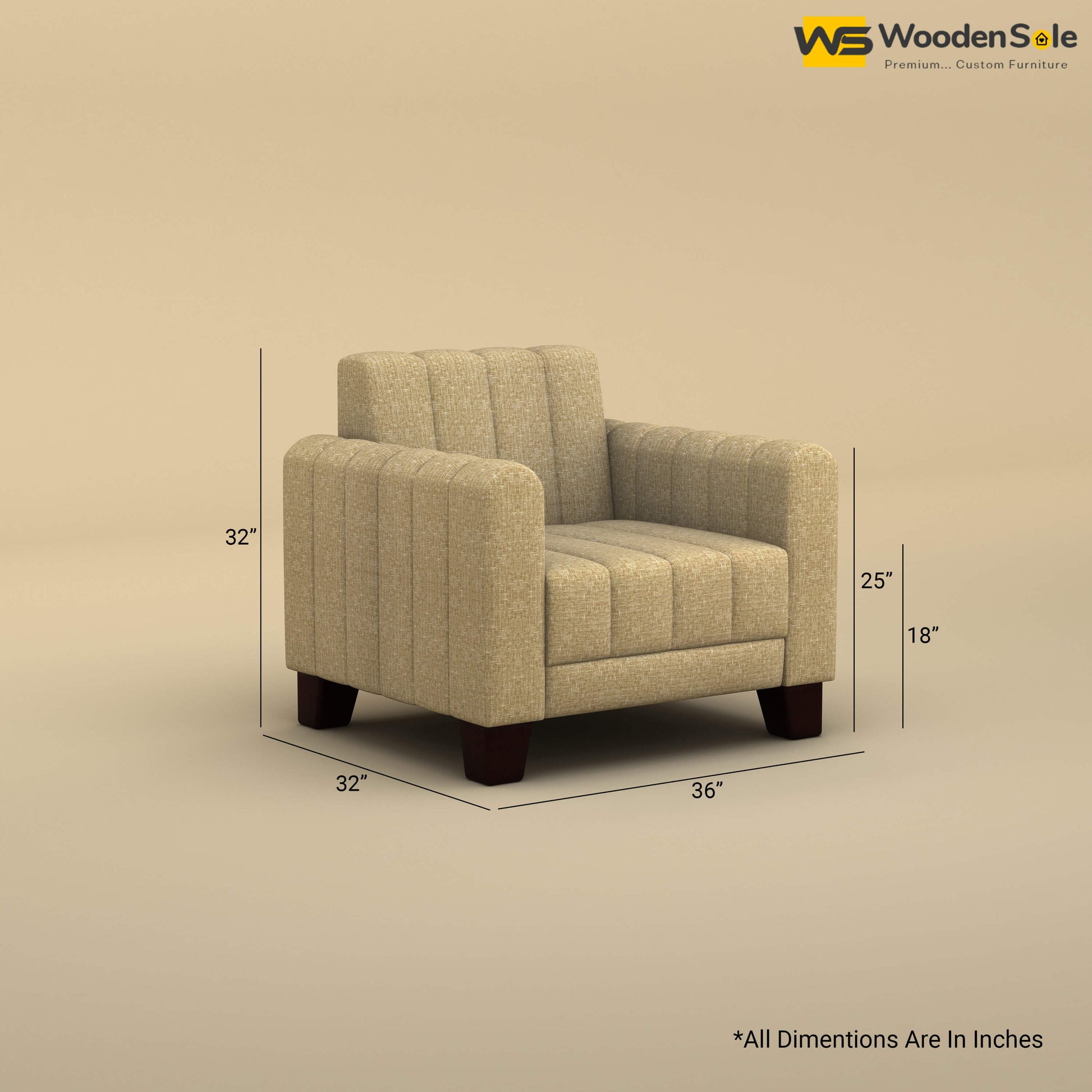Furo 1 Seater Fabric Sofa (Cotton, Faux Cream)