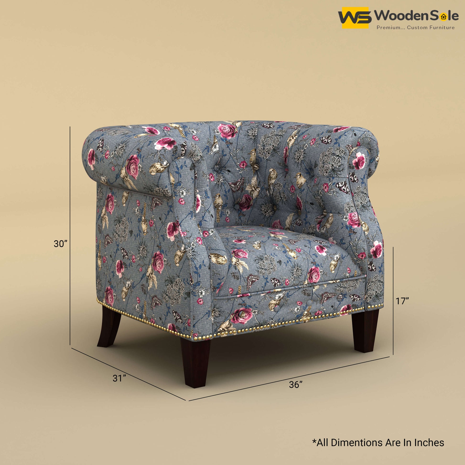Olivia Wing Chair (Cotton, Floral Printed)