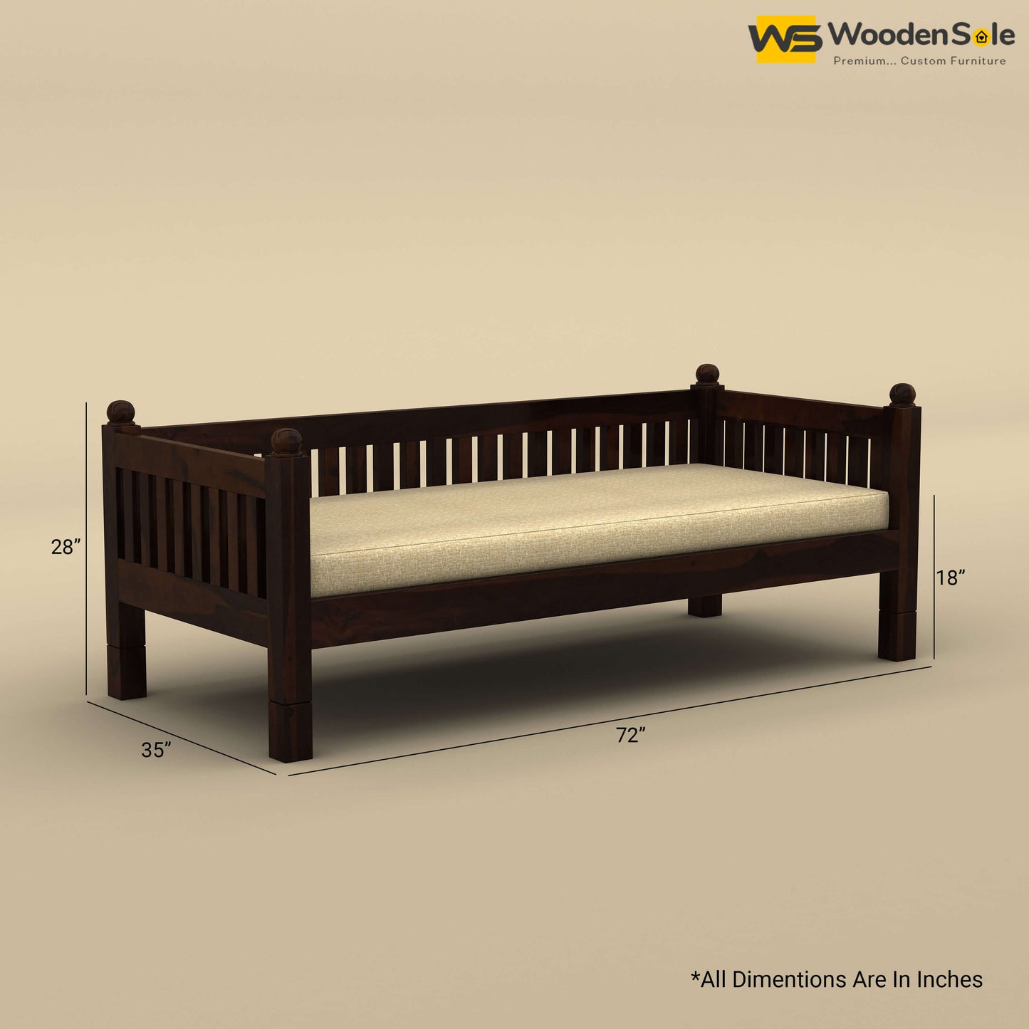 Dina Divan With Mattress (Walnut Finish)