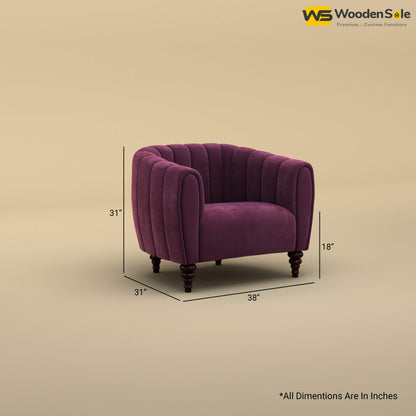 Amaya Single Seater Fabric Sofa (Velvet, Dark Purple)