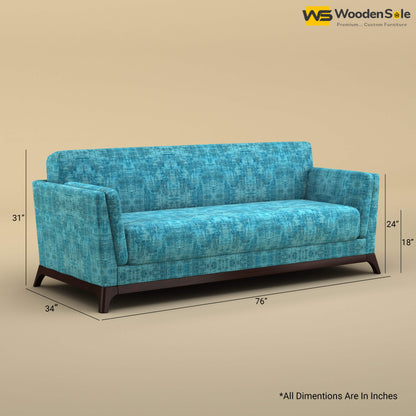 Bruno 3 Seater Sofa (Cotton, Teal Blue)