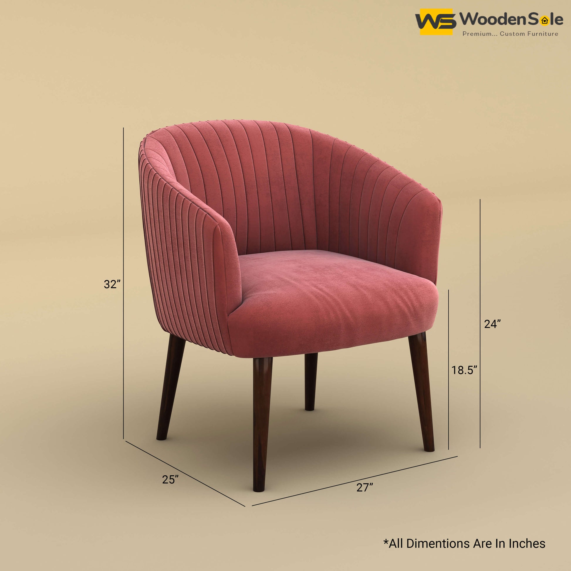 Parker Dining Chair (Velvet, Pink)