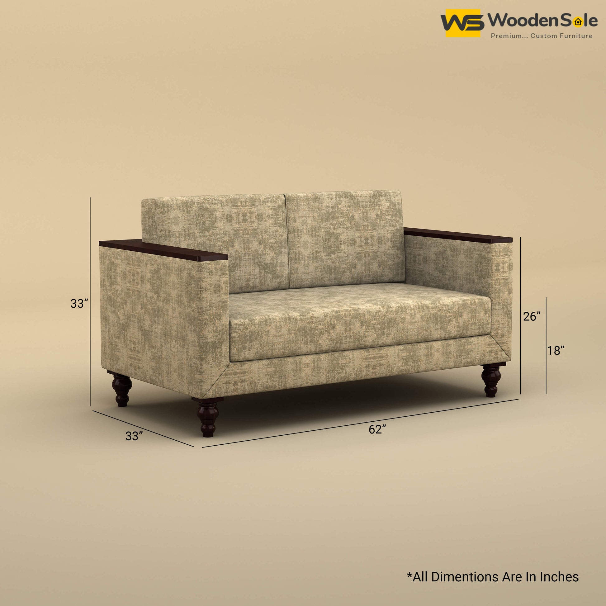 Tivoli 2 Seater Fabric Sofa (Cotton, Patchy Cream)