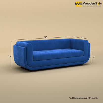 Vedant Three Seater Sofa (Velvet, Royal Blue)