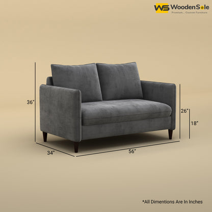 Citron 2 Seater Fabric Sofa (Velvet, Charcoal Gray)