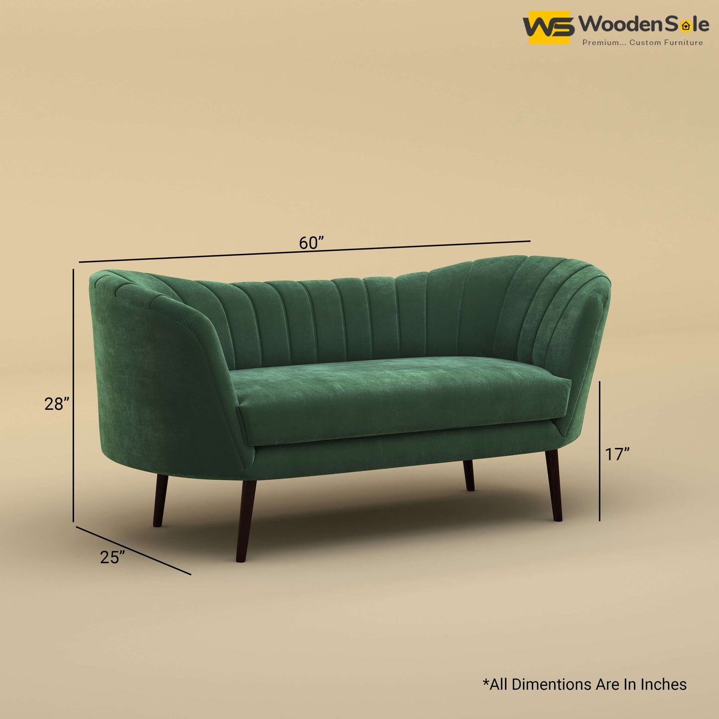 Kiara Chaise Lounge (Velvet, Forest Green)