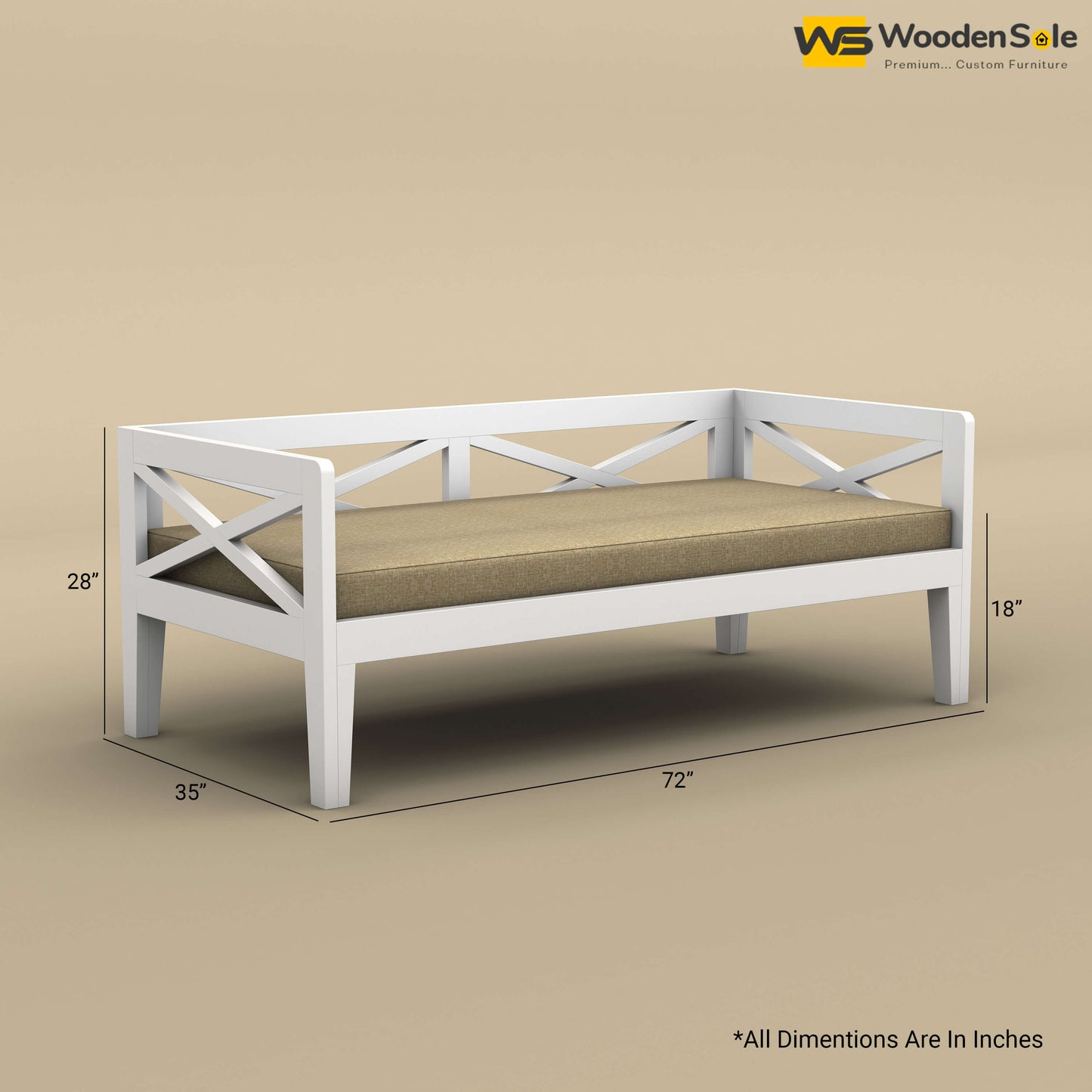 Edward Diwan Bed With Mattress (White Finish)