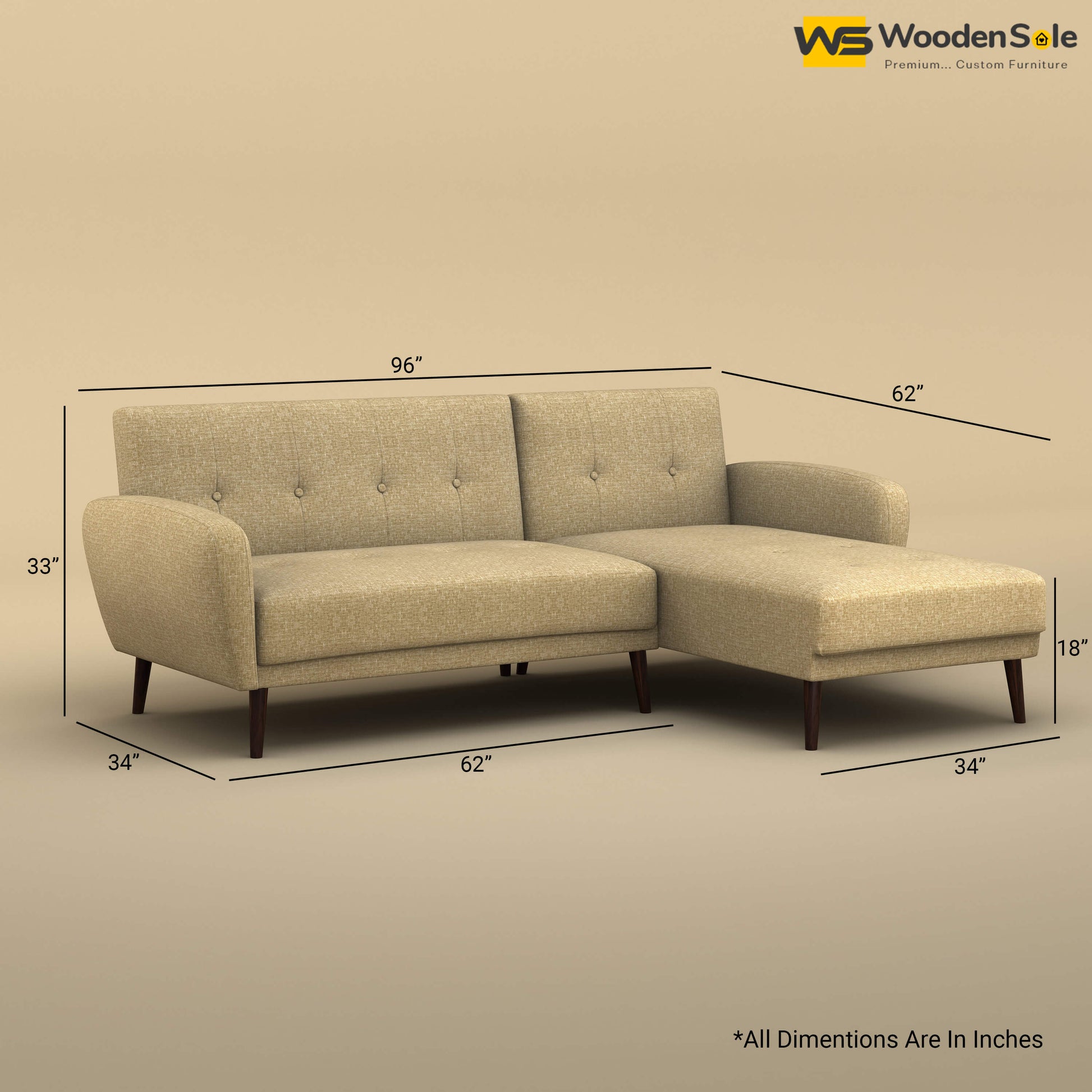 Daisy L Shape Sofa (Cotton, Faux Cream)