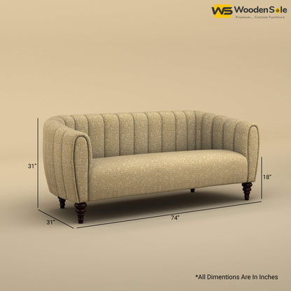 Amaya Three Seater Fabric Sofa (Cotton, Faux Cream)