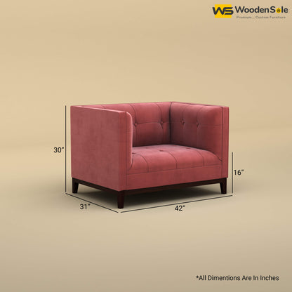 Loren One Seater Fabric Sofa (Velvet, Pink)