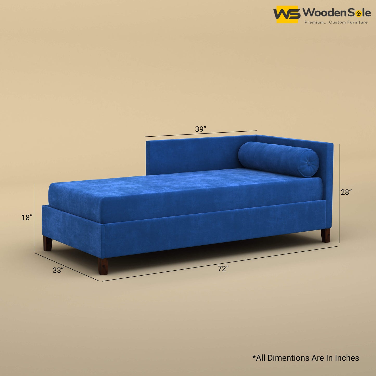 Daina Chaise Lounge (Velvet, Royal Blue)