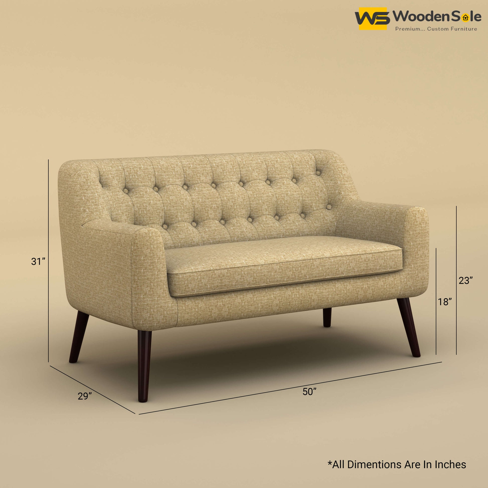Viraj Loveseat Sofa (Cotton, Faux Cream)