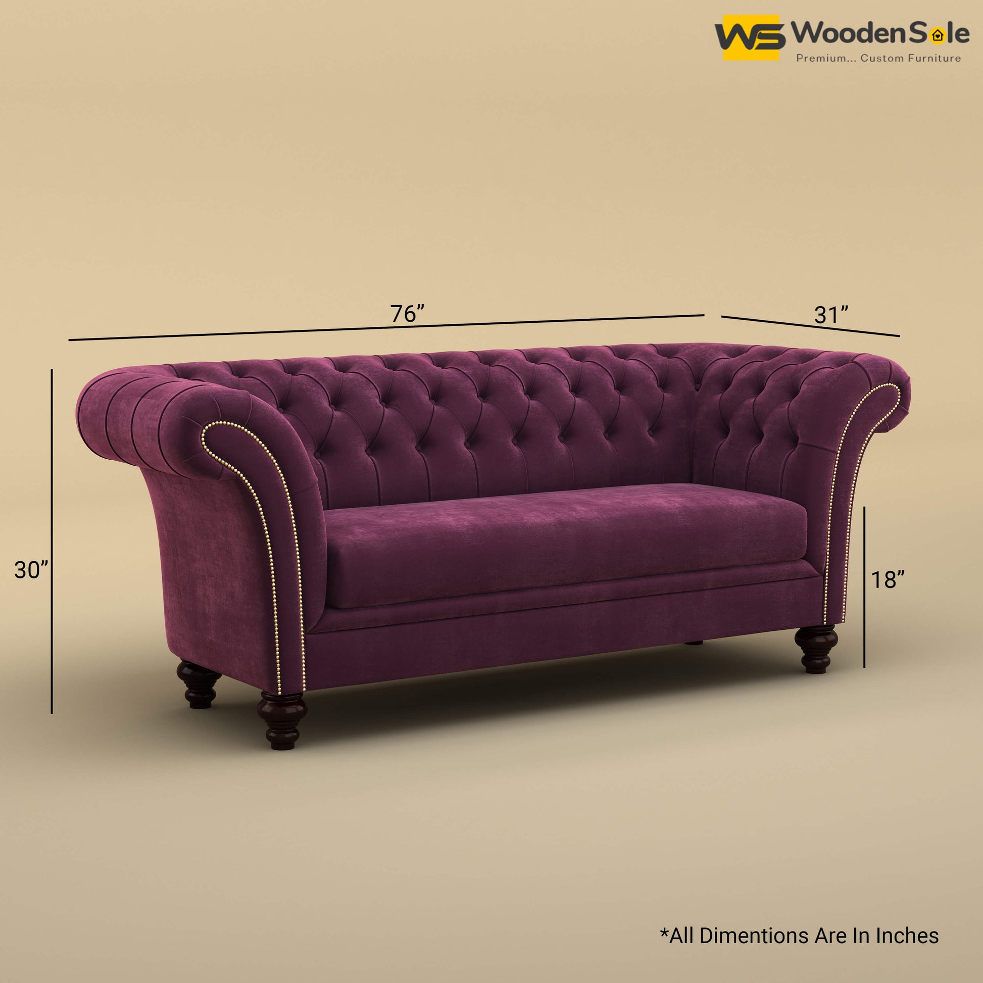 Rolex Loveseat (Velvet, Dark Purple)