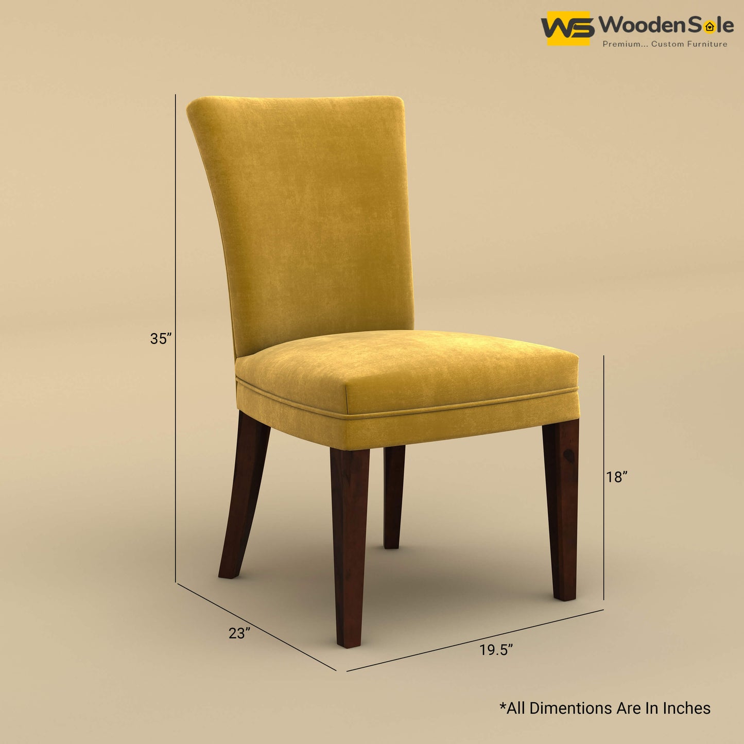 Bently Dining Chair (Velvet, Mustard Yellow)