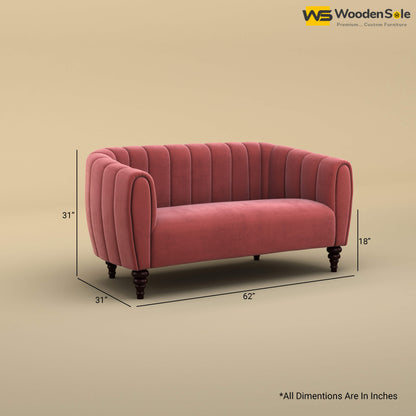 Amaya Two Seater Fabric Sofa (Velvet, Pink)