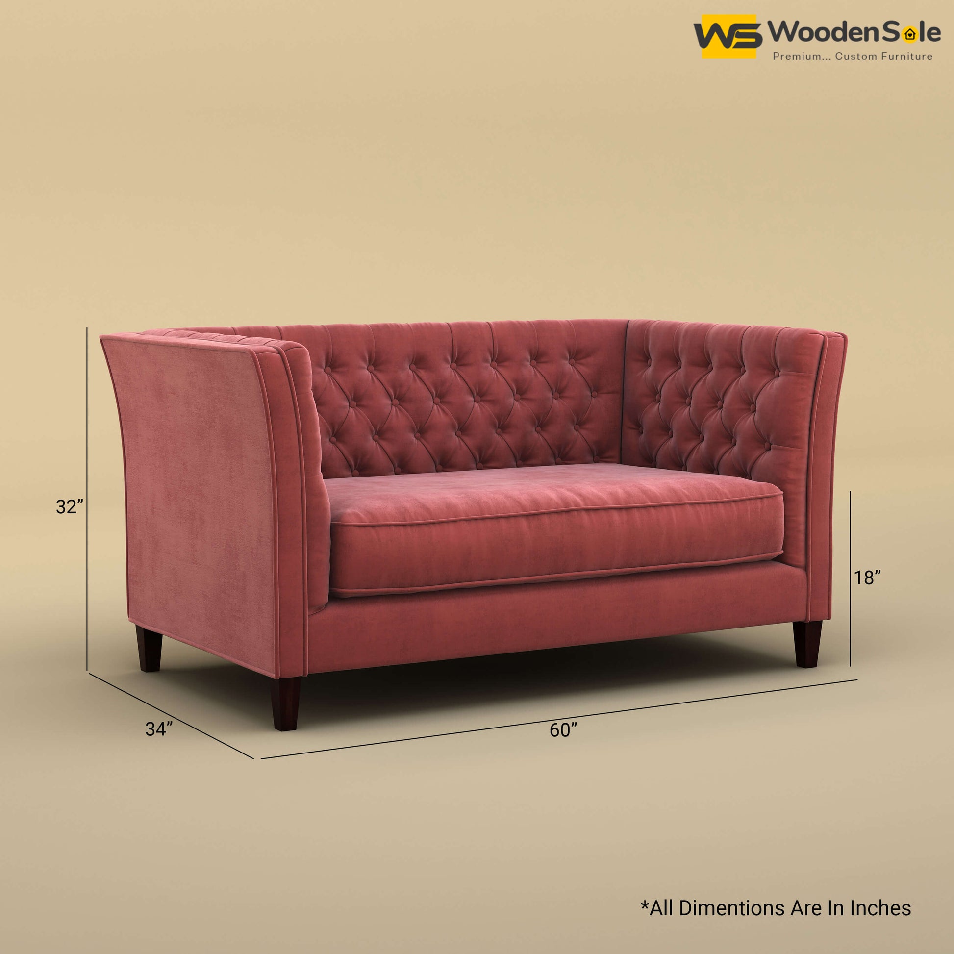 Divit Loveseat (Velvet, Pink)