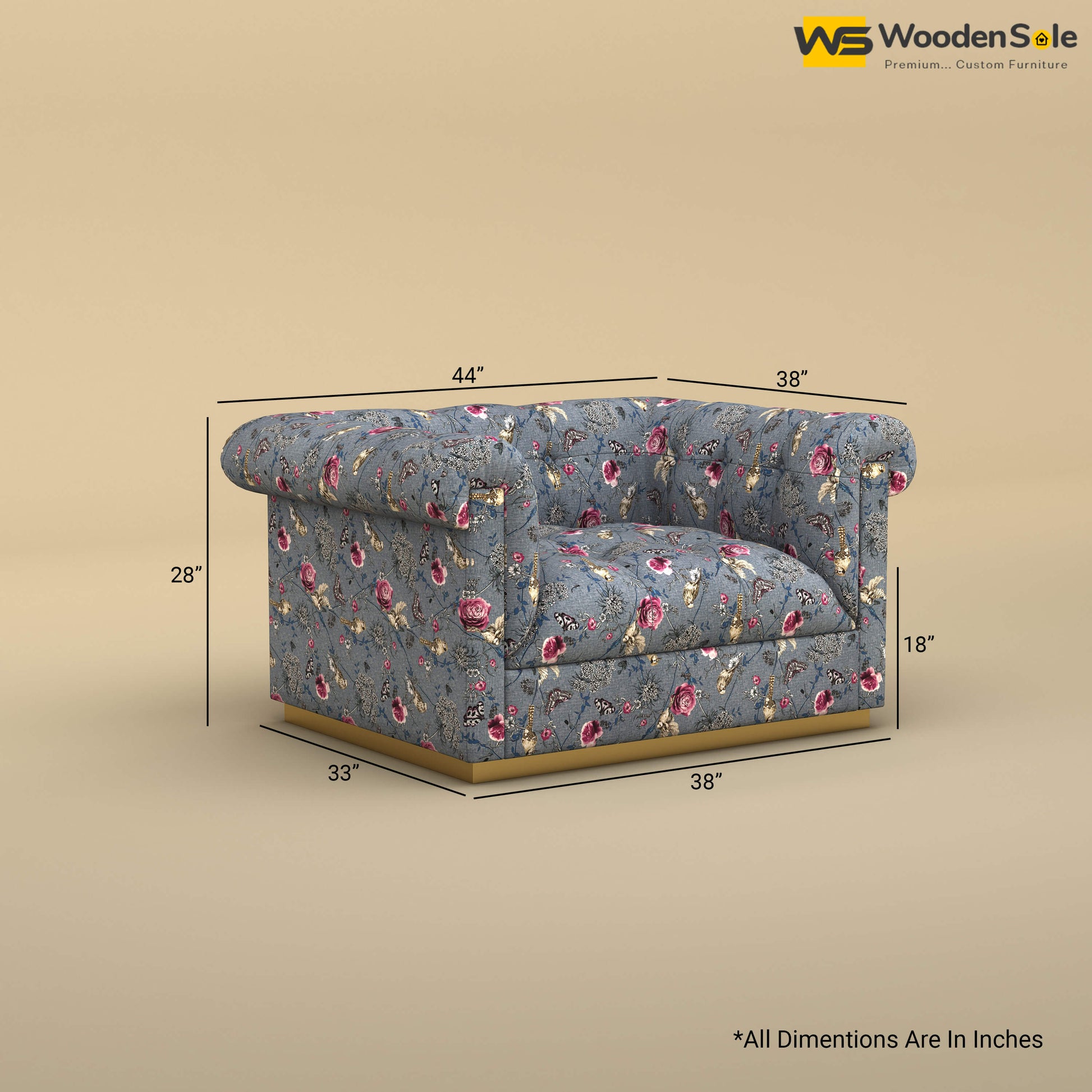 Morrison 1 Seater Fabric Sofa (Cotton, Floral Printed)