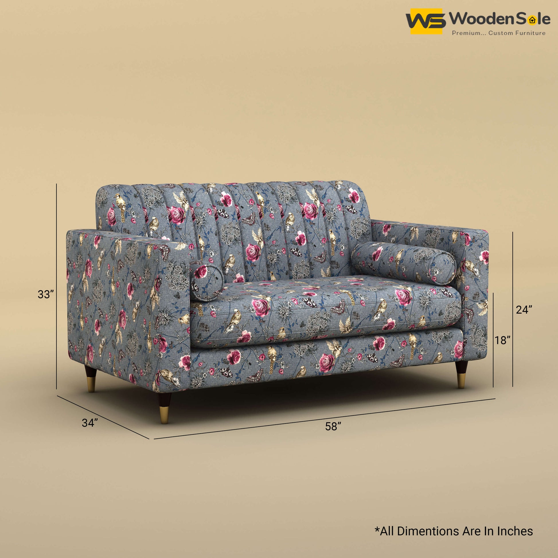 Sashwat Loveseat (Cotton, Floral Printed)