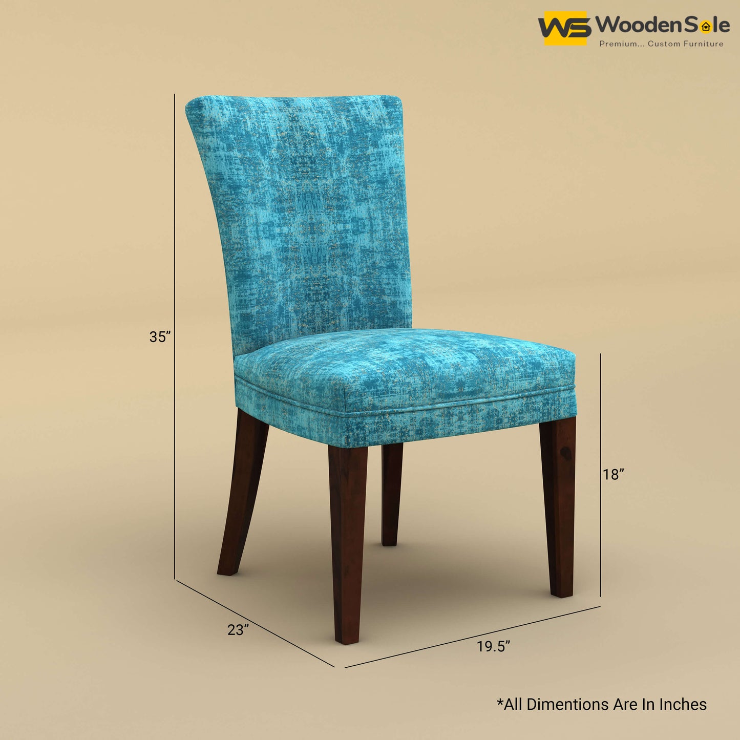 Bently Dining Chair (Cotton, Teal Blue)