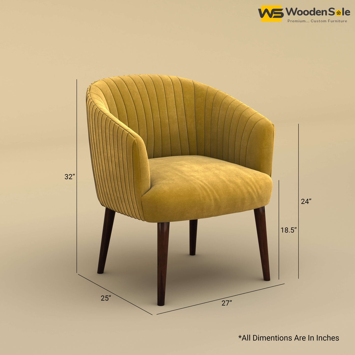 Parker Dining Chair (Velvet, Mustard Yellow)