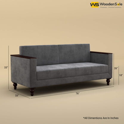 Tivoli 3 Seater Fabric Sofa (Velvet, Charcoal Gray)
