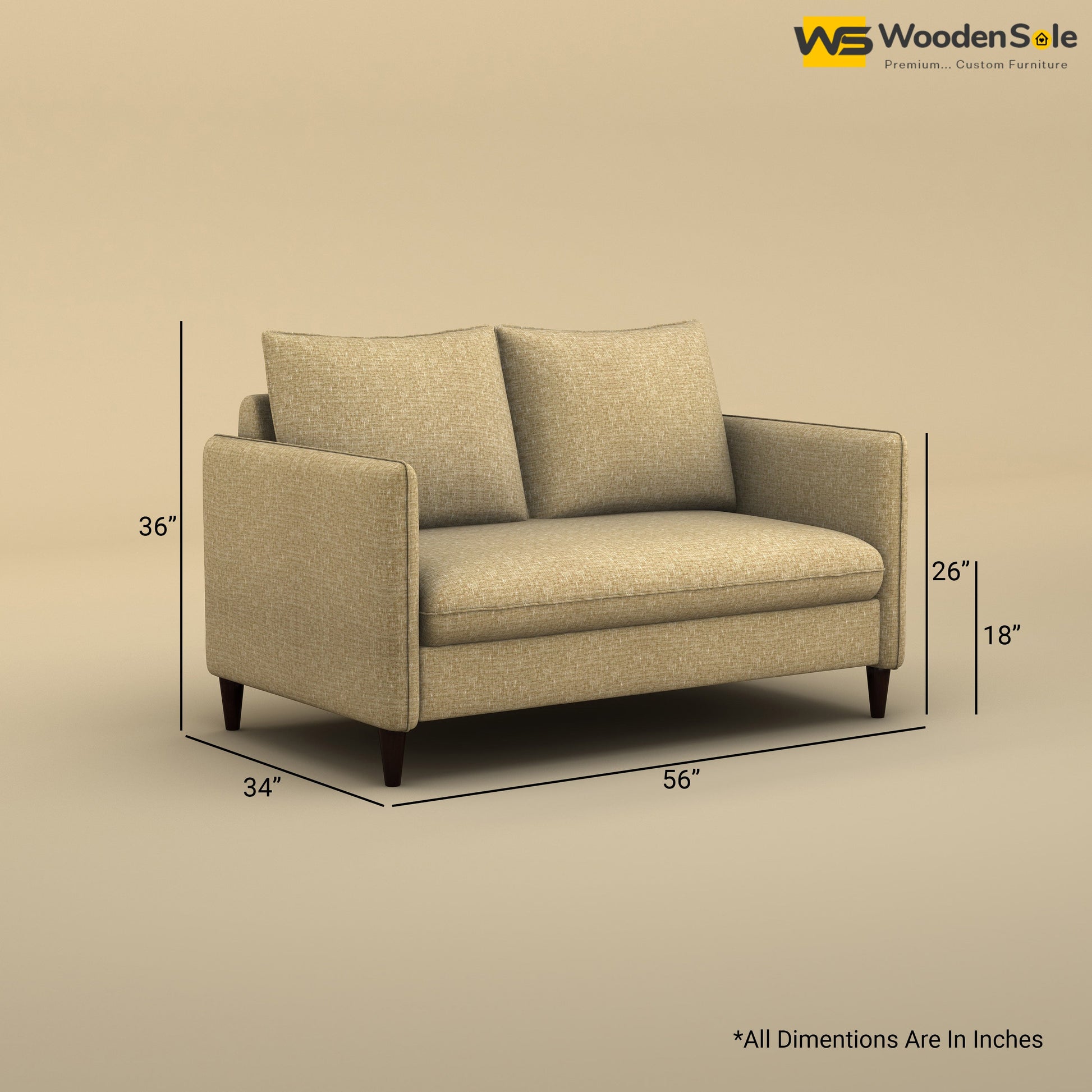 Citron 2 Seater Fabric Sofa (Cotton, Faux Cream)
