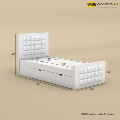 Diamond Drawer Storage Bed (Single, White Finish)
