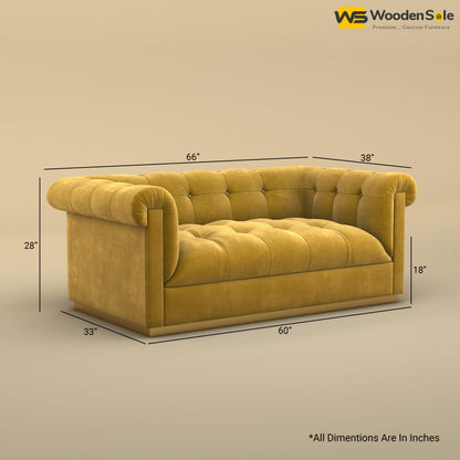 Morrison 2 Seater Fabric Sofa (Velvet, Mustard Yellow)