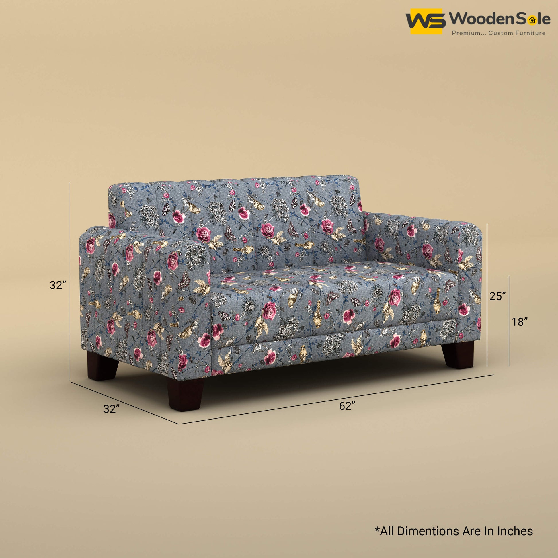 Furo 2 Seater Fabric Sofa (Cotton, Floral Printed)