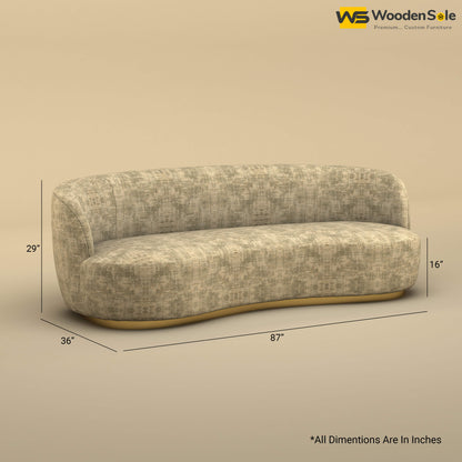 Rene Curved Modern 3-Seater Sofa (Cotton, Patchy Cream)