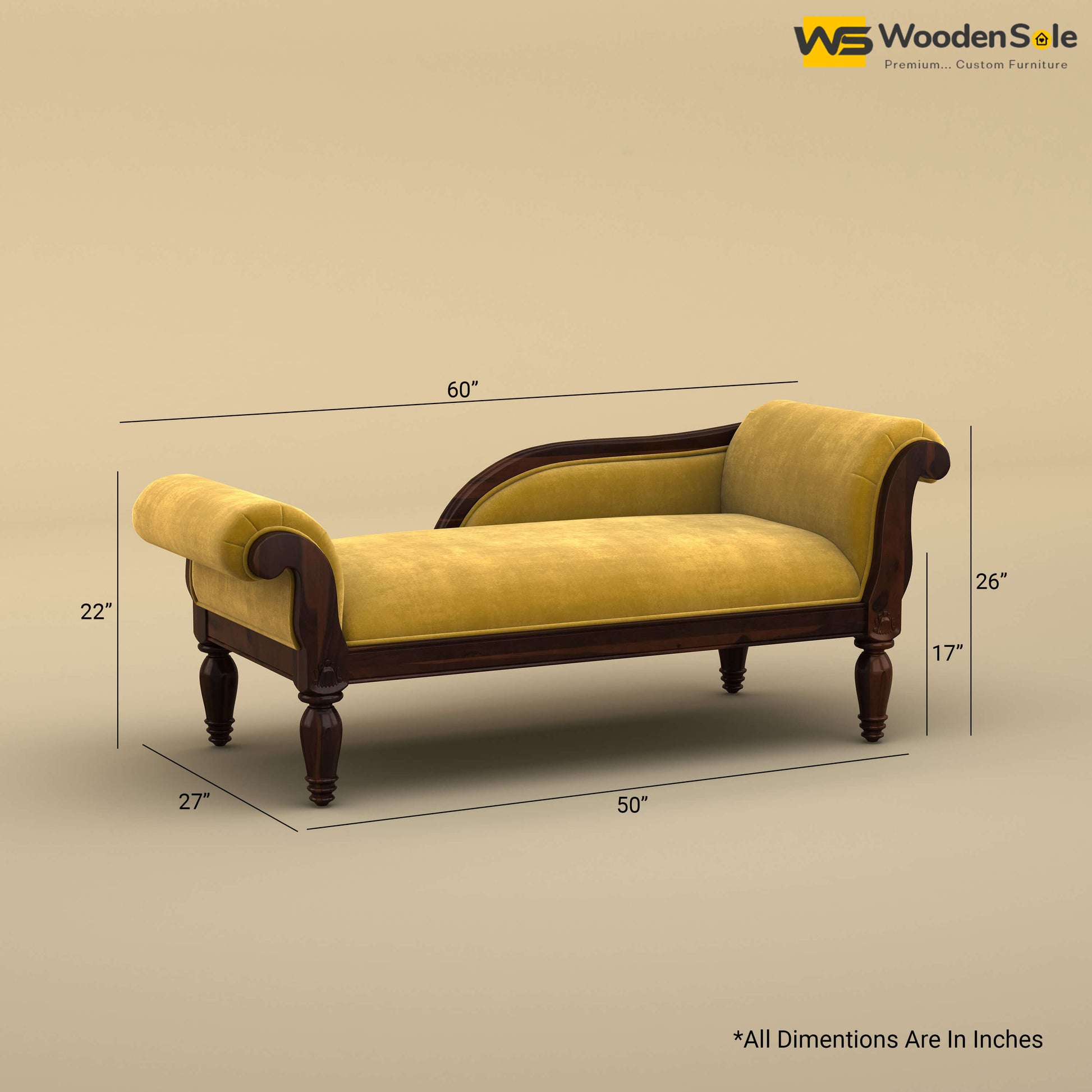 Virat Chaise Lounge (Velvet, Mustard Yellow)