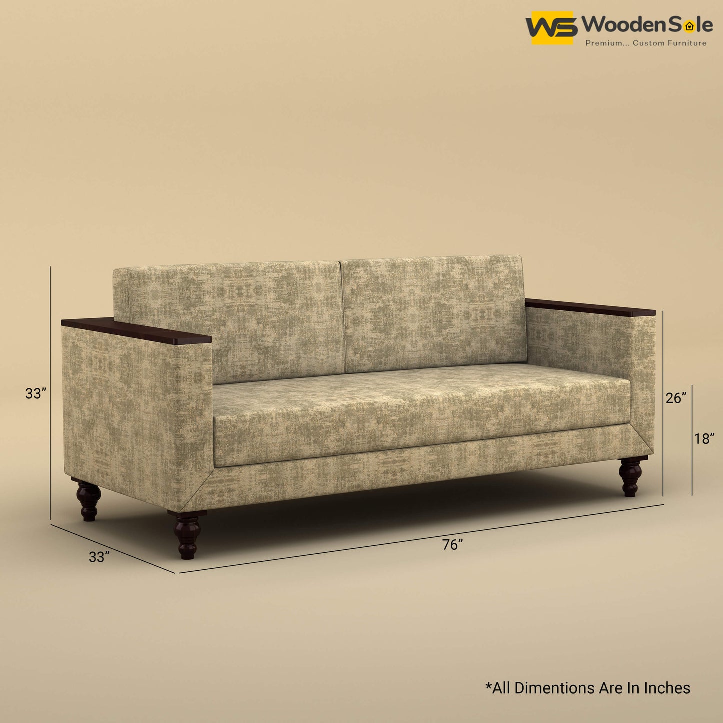 Tivoli 3 Seater Fabric Sofa (Cotton, Patchy Cream)