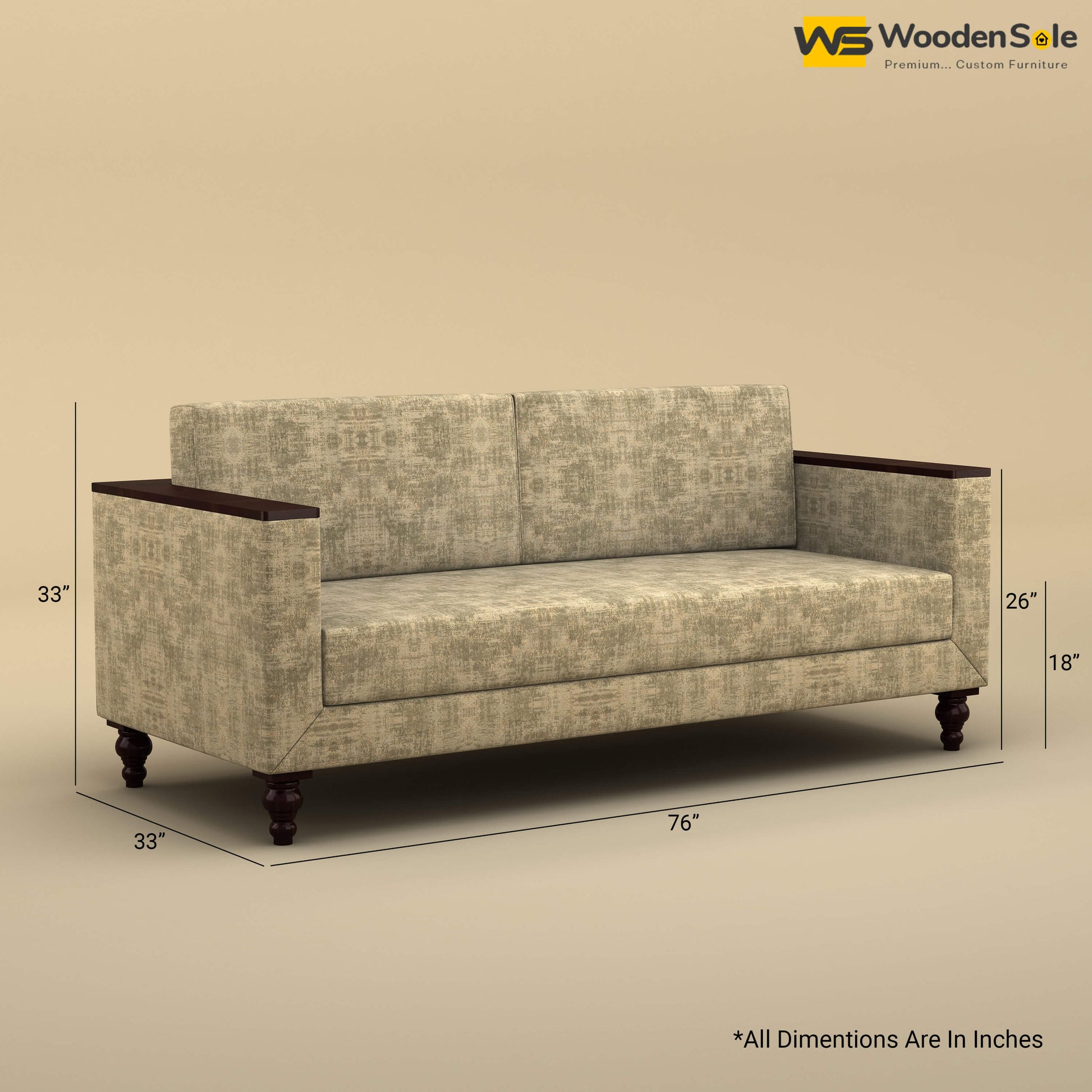 Tivoli 3 Seater Fabric Sofa (Cotton, Patchy Cream)