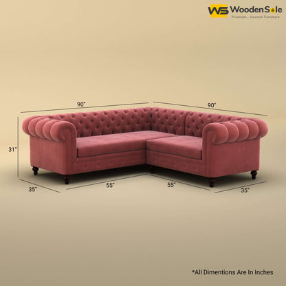 Maharaja Corner Sofa (Velvet, Pink)