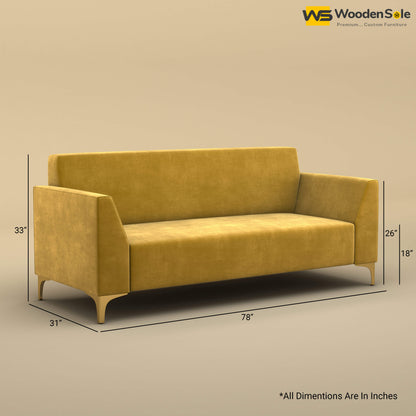 Nayobi 3 Seater Sofa (Velvet, Mustard Yellow)