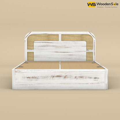 Modern Cane Box Storage Bed (King Size, Distress Finish)