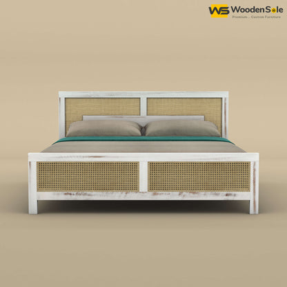 Wooden Sole Rattan Bed (King Size, Distress Finish)