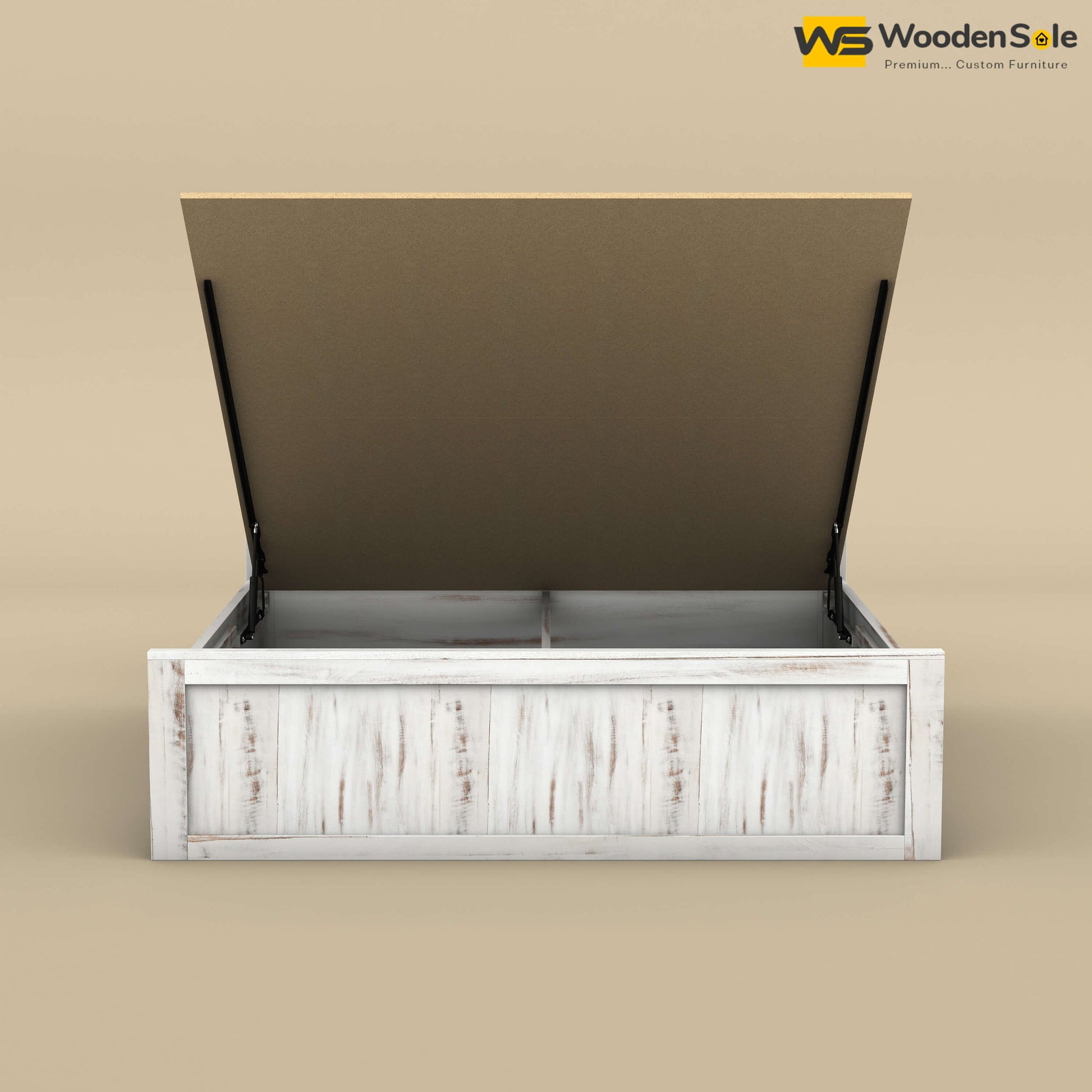 Hamza Hydraulic Storage Bed (King Size, Distress Finish)