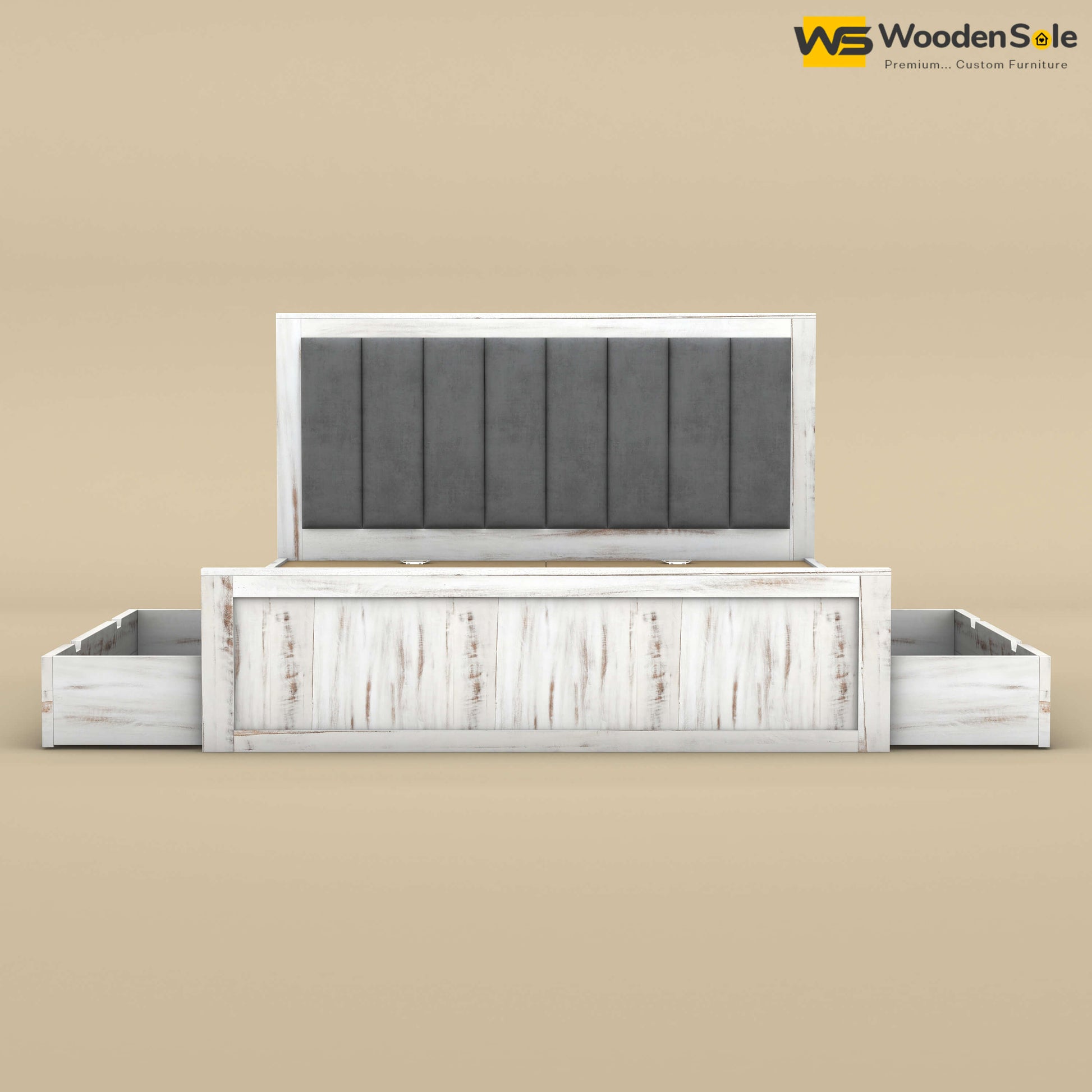 Hamza Drawer Storage Bed (King Size, Distress Finish)