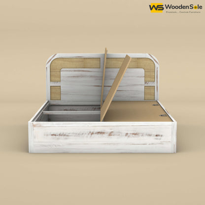 Modern Cane Box Storage Bed (King Size, Distress Finish)