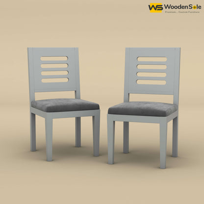 Sheesham Wood Dining Chair with Cushion - Set of 2 (Gray Finish)