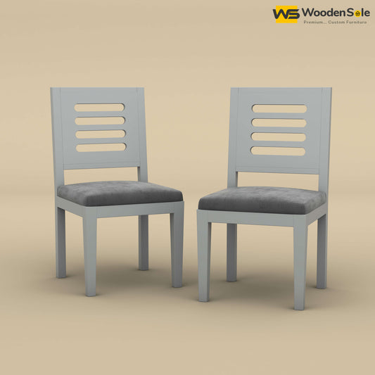 Sheesham Wood Dining Chair with Cushion - Set of 2 (Gray Finish)