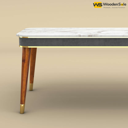 Dublin Marble Top 6 Seater Dining Table (Velvet, Charcoal Gray)