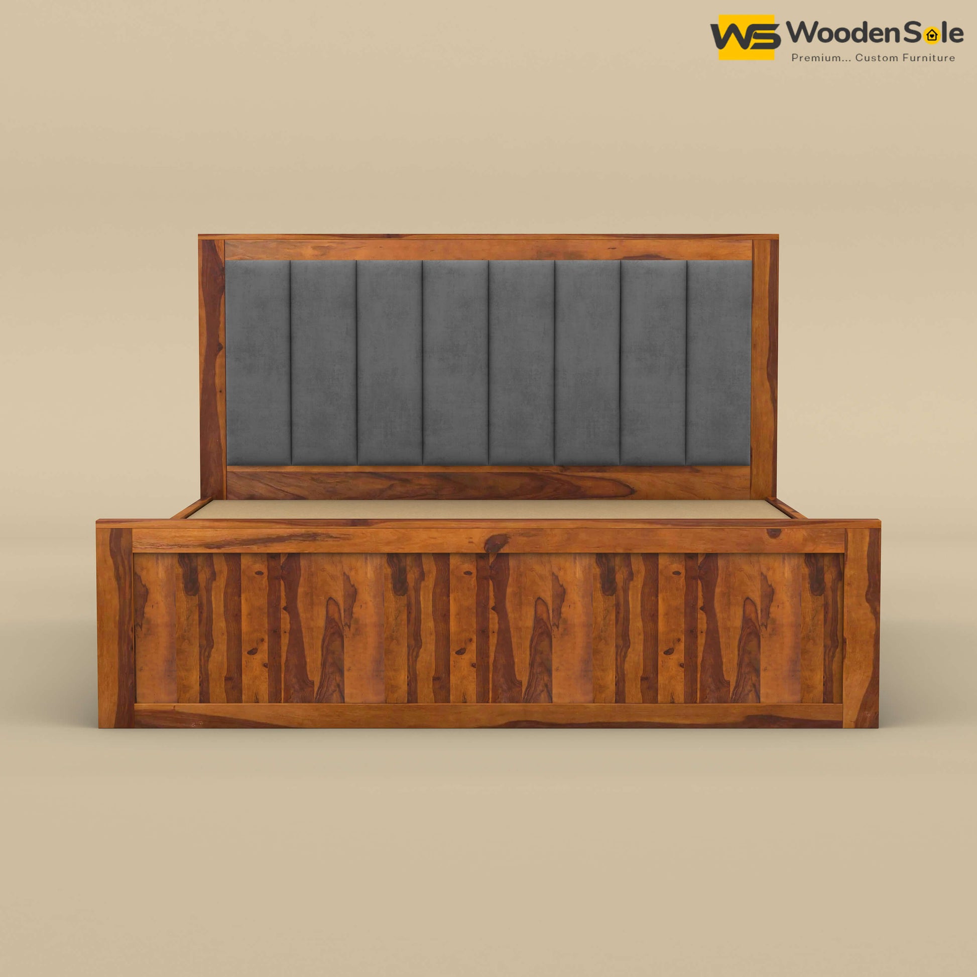 Hamza Hydraulic Storage Bed (King Size, Honey Finish)